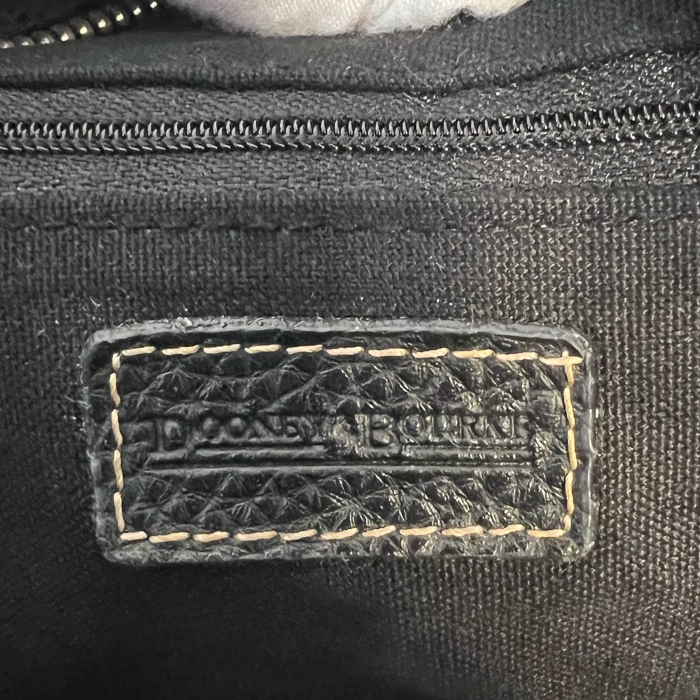 Dooney & Bourke black monogram shoulder bag with black pebbled leather straps - Picture 9 of 16